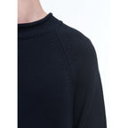 Jersey de algodón con cuello vuelto - Azul Marino
