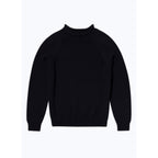 Jersey de algodón con cuello vuelto - Azul Marino