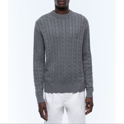 Pull À Torsades En Laine Et Coton - Gris - Torsadé