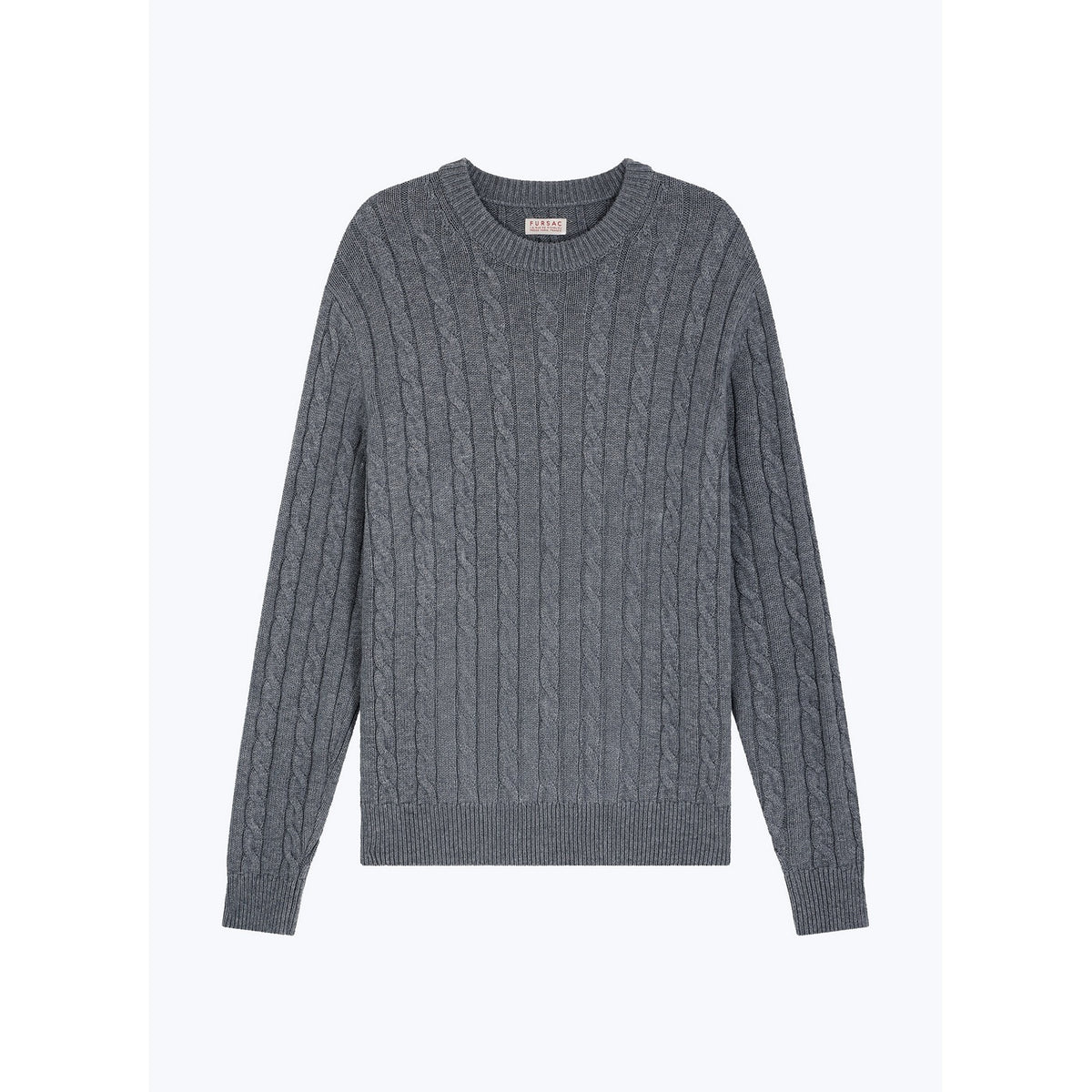 Sweter w warkocze z wełny i bawełny - Szary - Warkoczowy splot