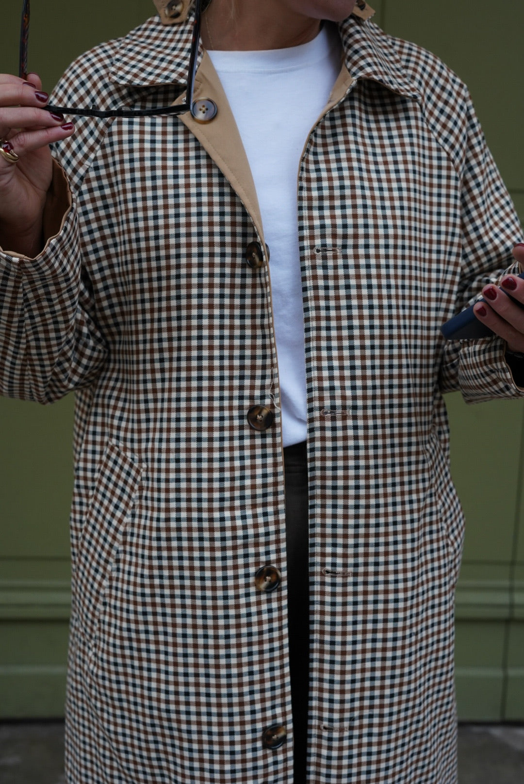 Amaury Reversible Trench Coat Beige/Vichy