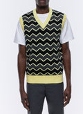 Gilet In Maglia Jacquard A Righe Zig-Zag - Grigio Melange Scuro