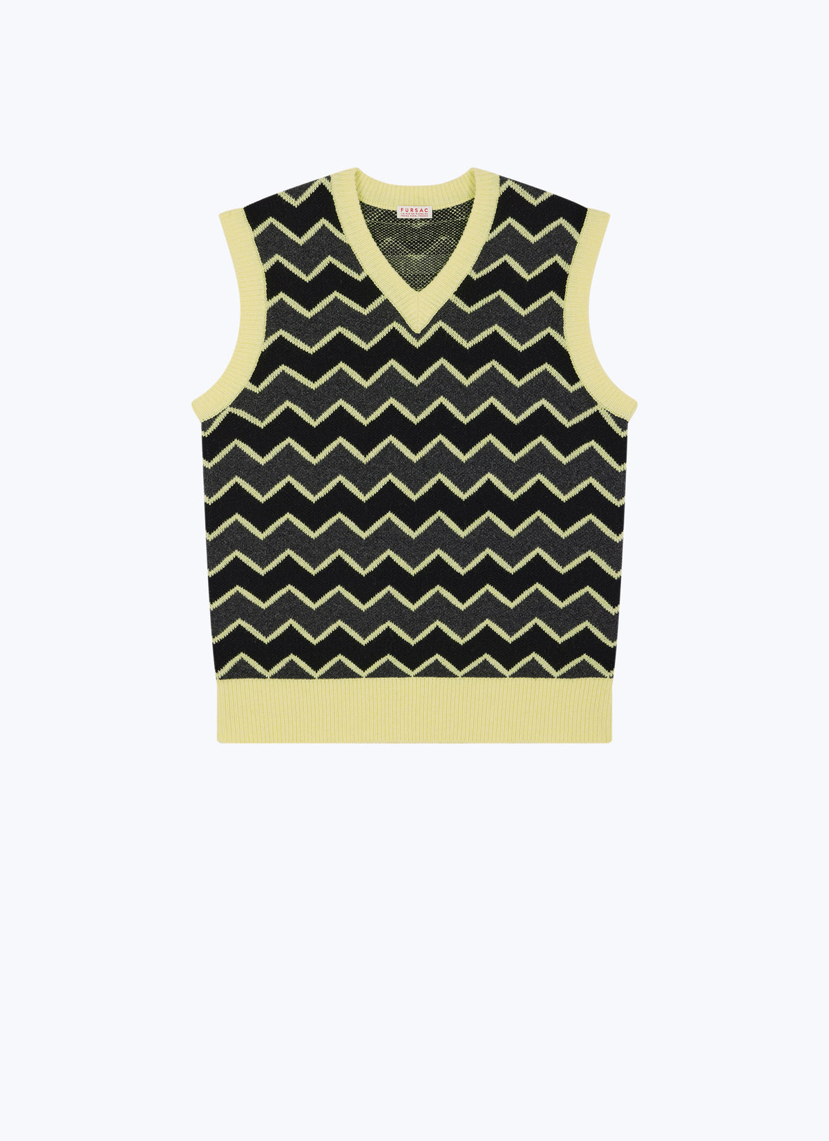 Gilet In Maglia Jacquard A Righe Zig-Zag - Grigio Melange Scuro