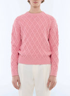 Pull À Torsades En Coton Et Laine - Rose