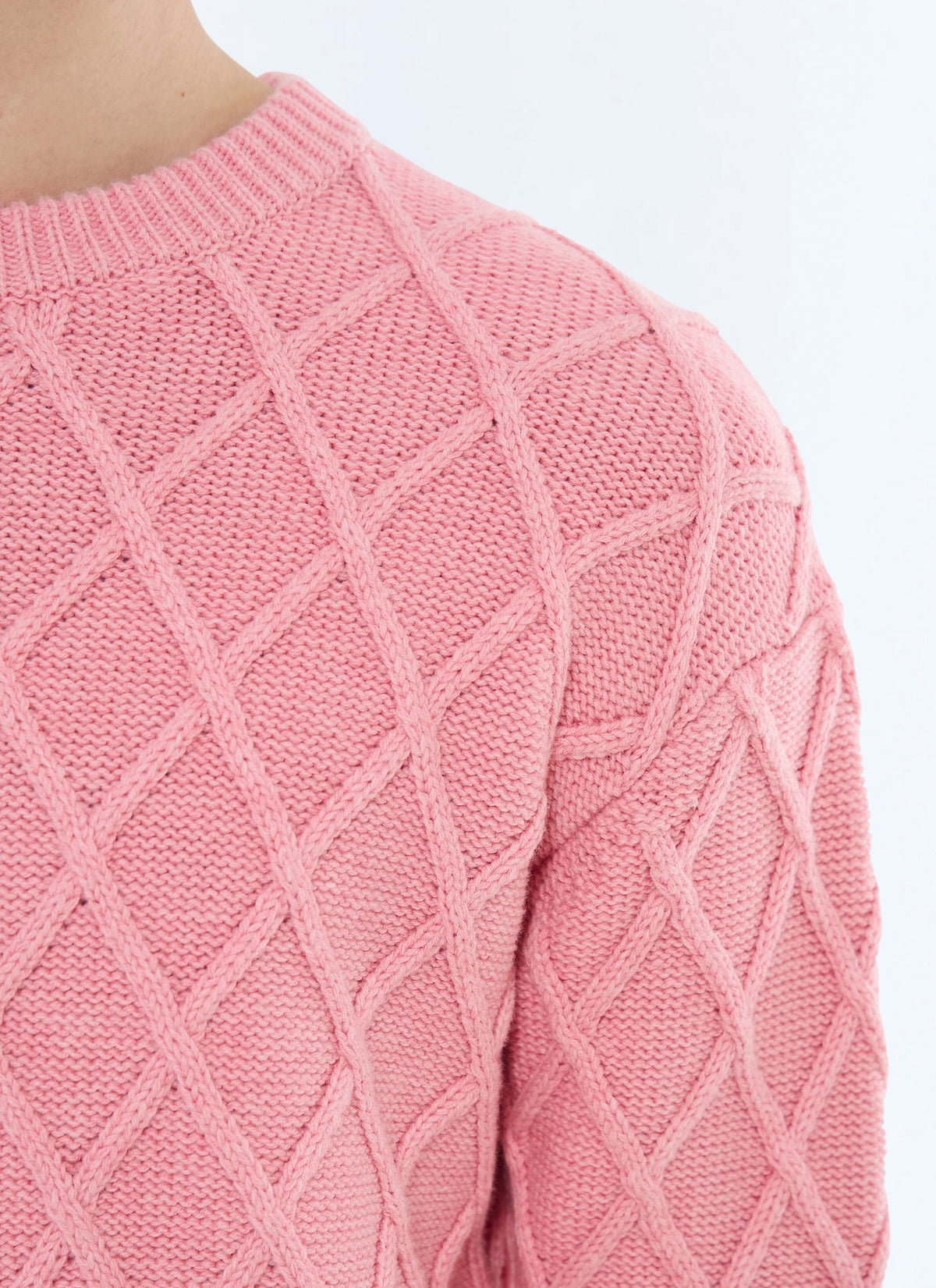 Pull À Torsades En Coton Et Laine - Rose
