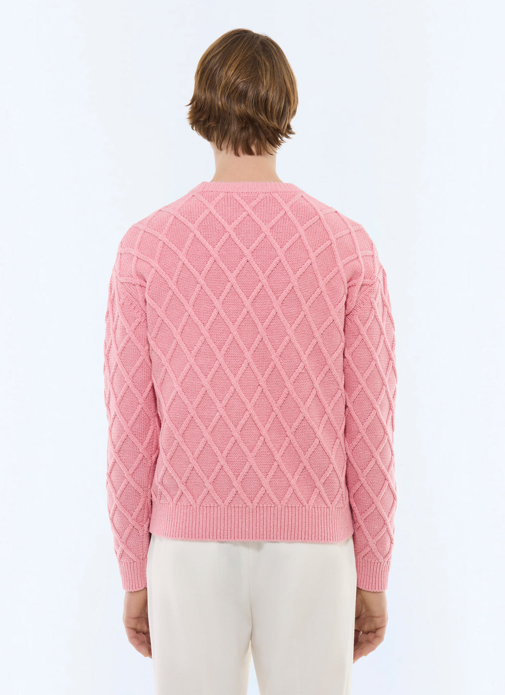 Pull À Torsades En Coton Et Laine - Rose
