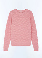 Pull À Torsades En Coton Et Laine - Rose