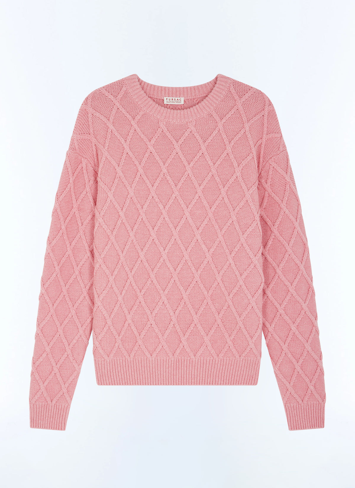 Pull À Torsades En Coton Et Laine - Rose