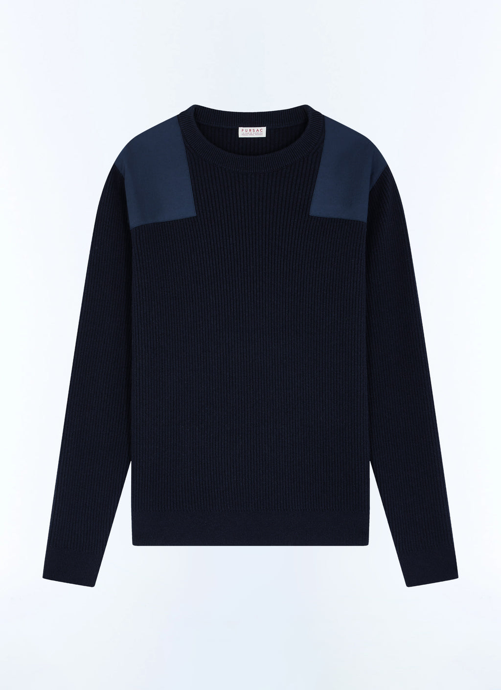 Pull En Côtes À Empiècements Épaules - Marine