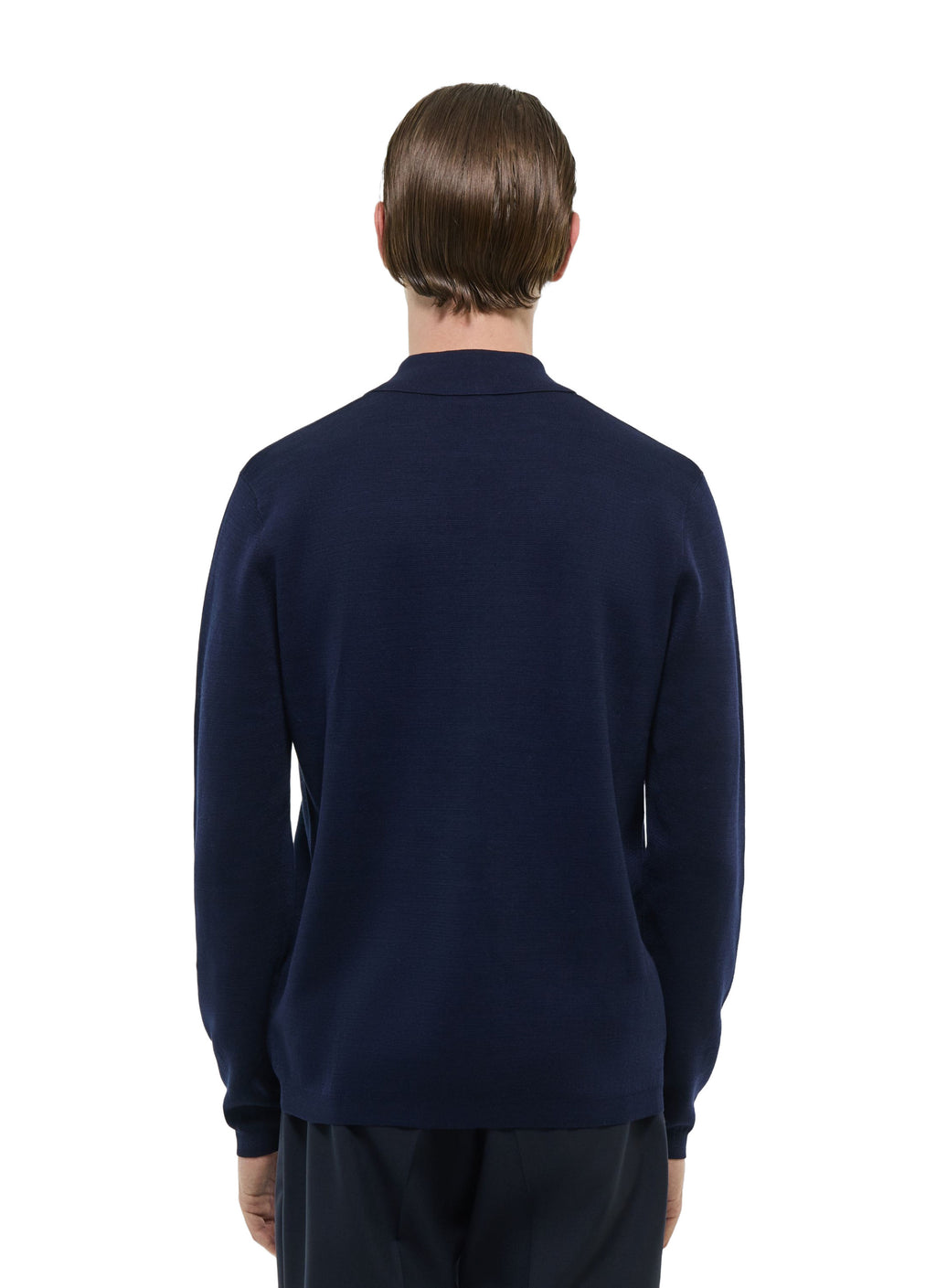 Polo Zippé Manches Longues En Maille - Marine