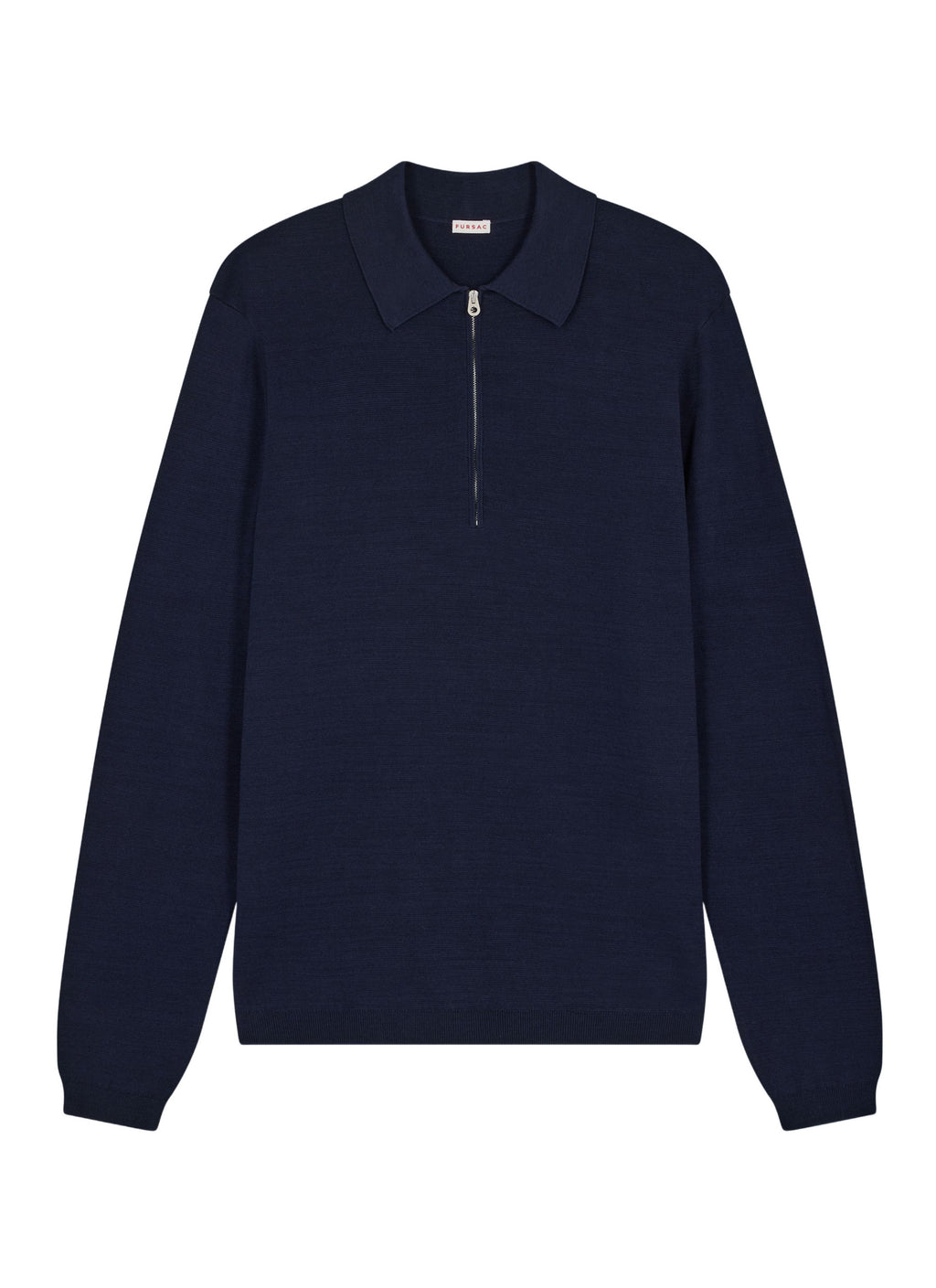 Polo Zippé Manches Longues En Maille - Marine