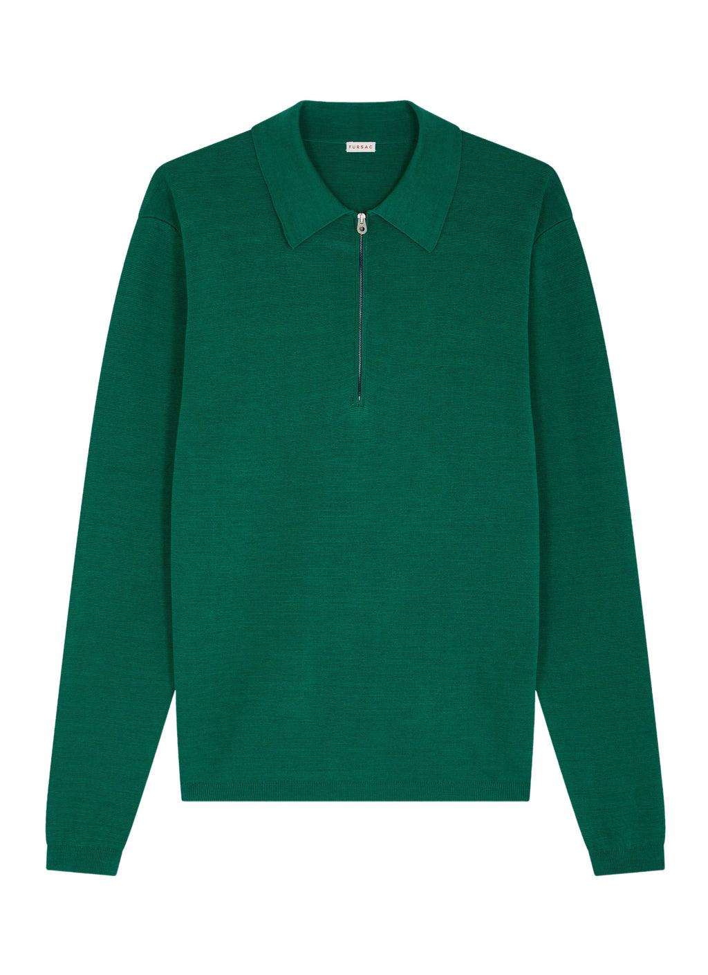 Polo Zippé Manches Longues En Maille - Émeraude