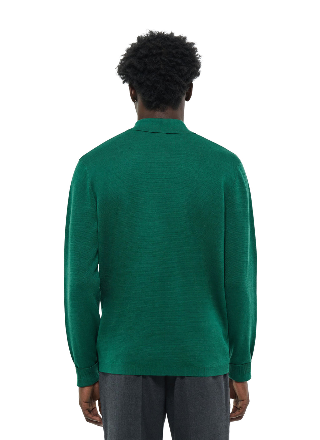 Polo Zippé Manches Longues En Maille - Émeraude
