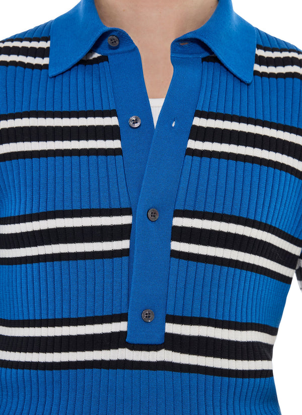 Polo In Maglia A Costine A Righe - Maiolica