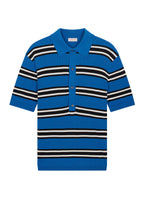 Polo En Maille Côtelée Rayé - Faïence