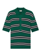 Polo En Maille Côtelée Rayé - Émeraude