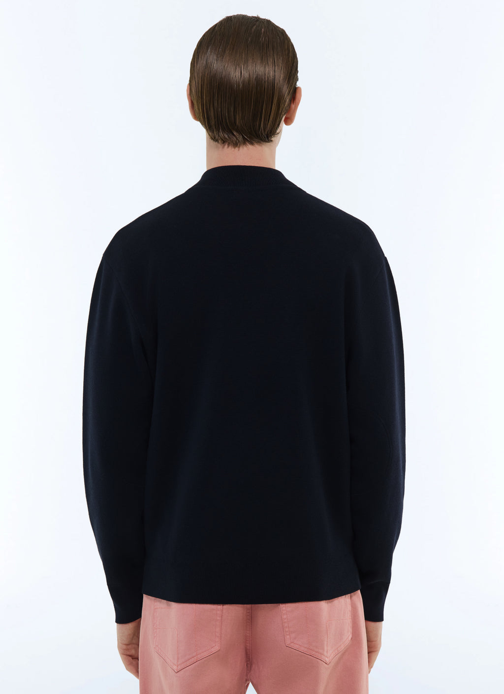 Cardigan Zippé En Laine Et Coton - Marine