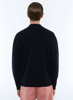 Cardigan Zippé En Laine Et Coton - Marine