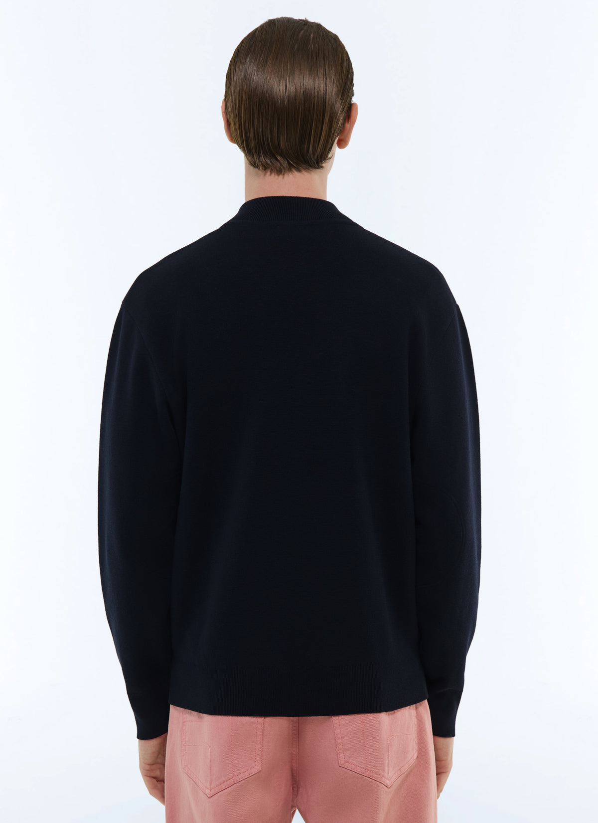 Cardigan Zippé En Laine Et Coton - Marine