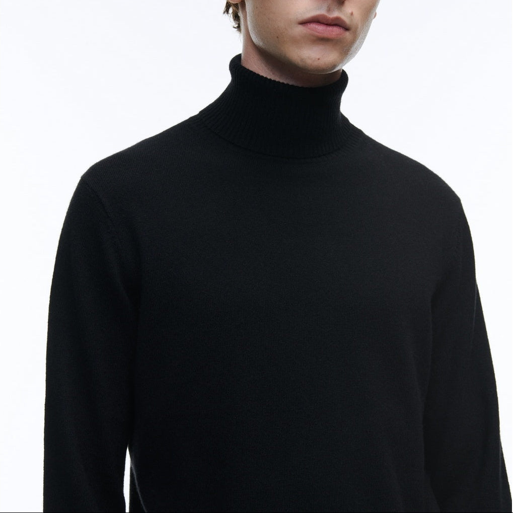 Turtleneck Wool And Cashmere Sweater - Black