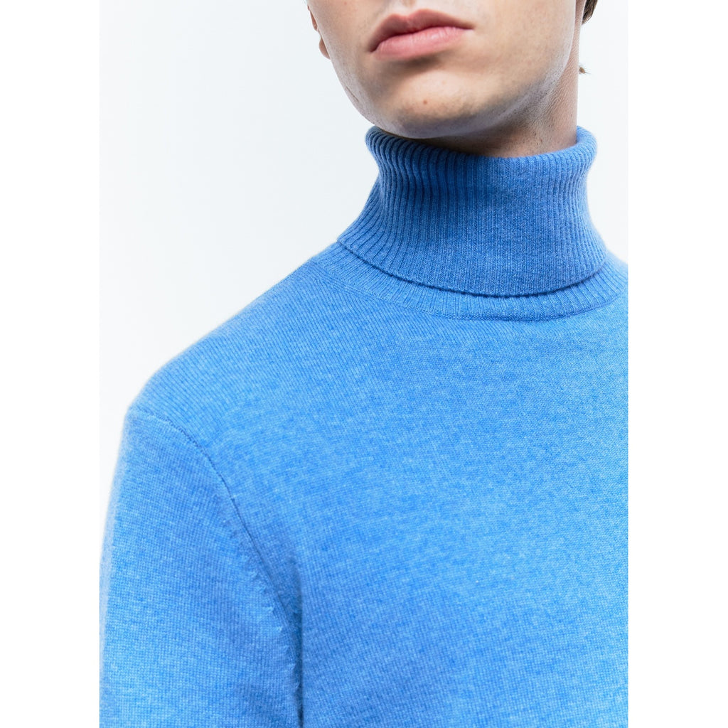Turtleneck Wool And Cashmere Sweater - Blue