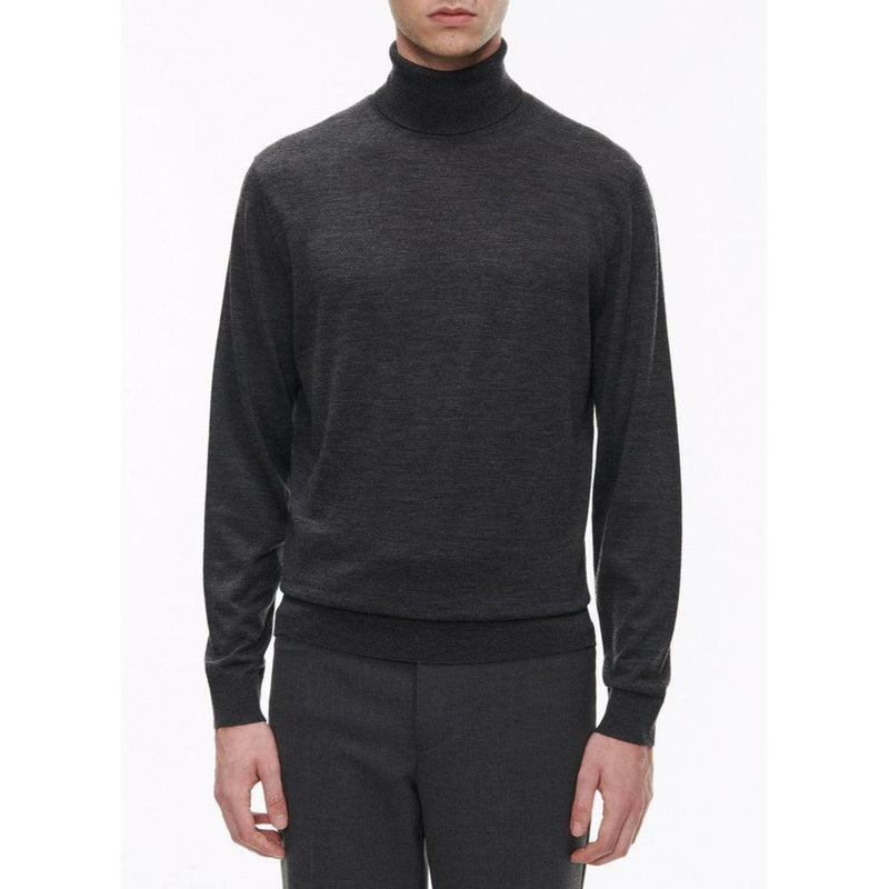 Pull Col Roulé Gris En Laine Mérinos - Gris