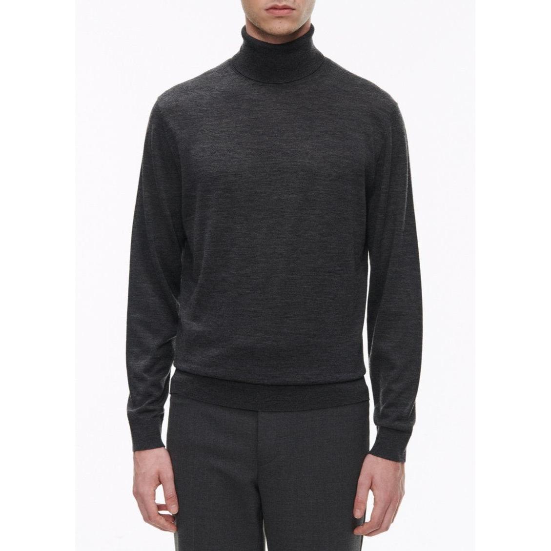 Fursac - Pull Col Roulé Gris En Laine Mérinos - Gris