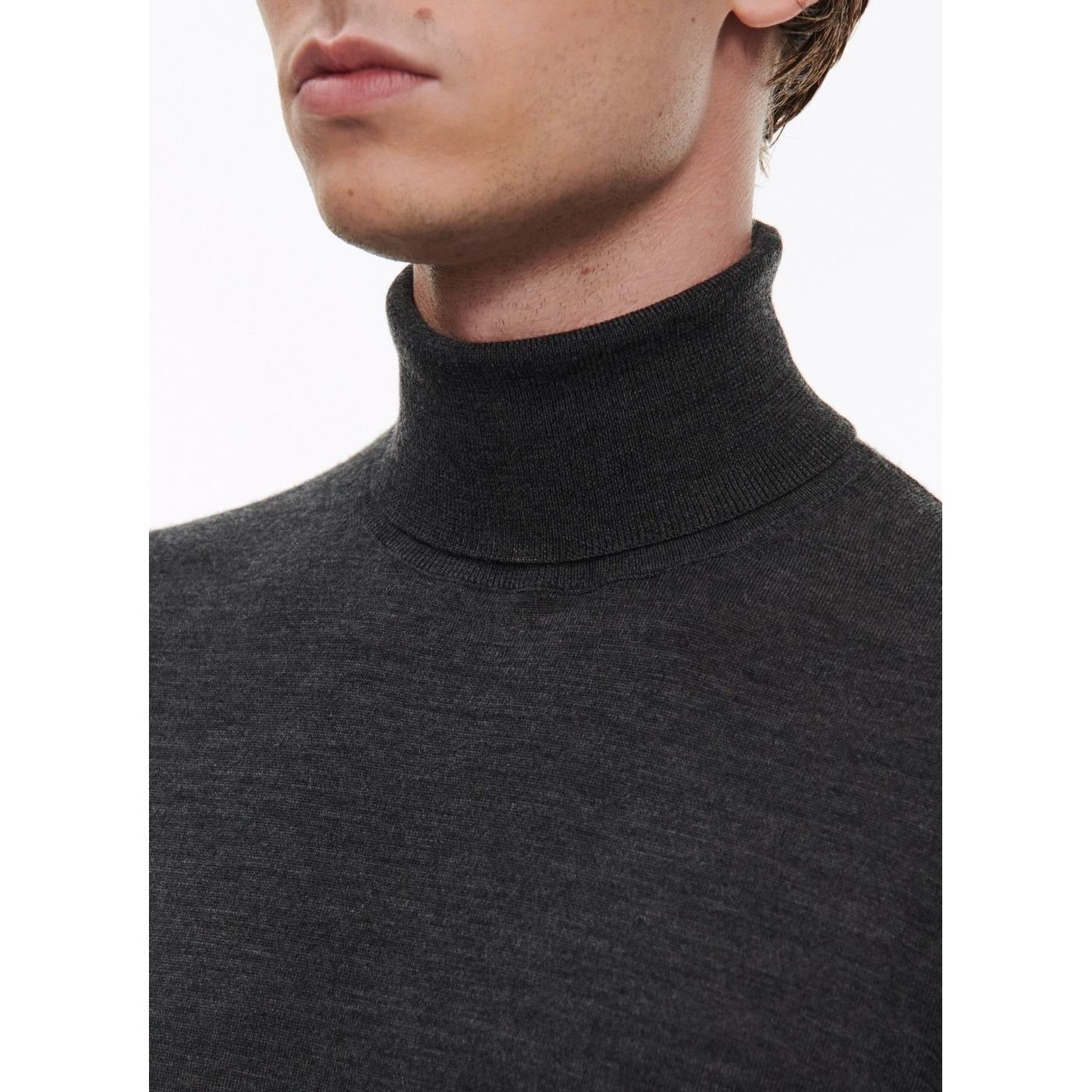 Fursac - Pull Col Roulé Gris En Laine Mérinos - Gris