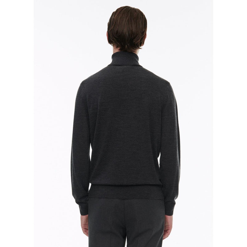 Pull Col Roulé Gris En Laine Mérinos - Gris