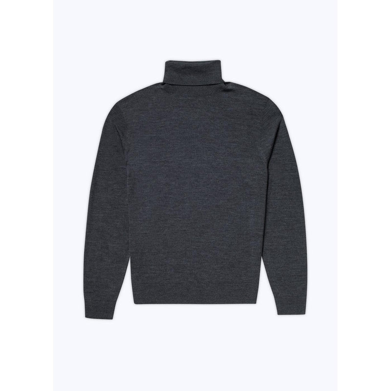 Pull Col Roulé Gris En Laine Mérinos - Gris
