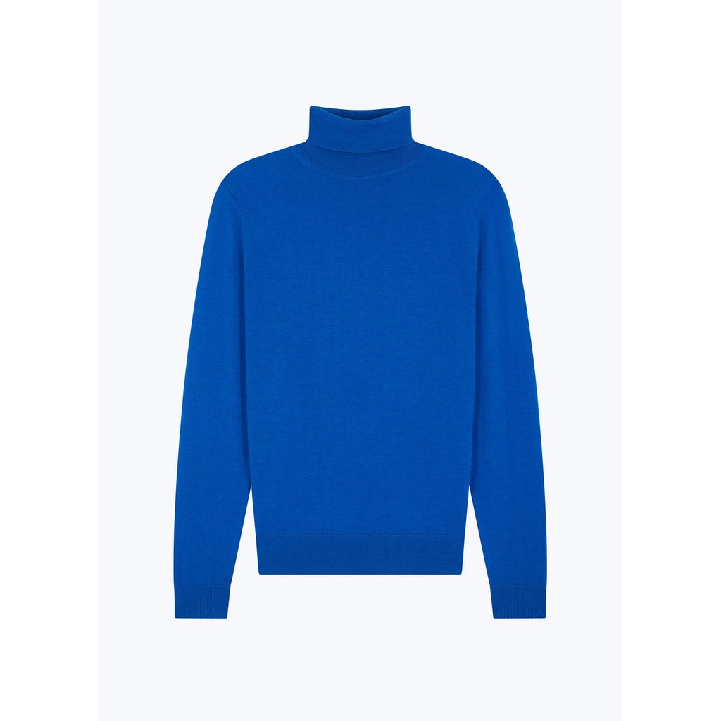 Fursac - Pull Fin À Col Roulé En Laine Mérinos - Bleu