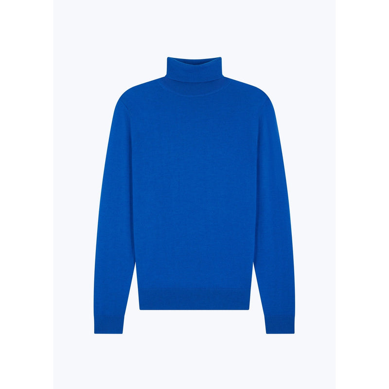 Jersey Fino De Cuello Alto En Lana Merino - Azul