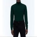 Fine Turtleneck Sweater In Merino Wool - Fir Green