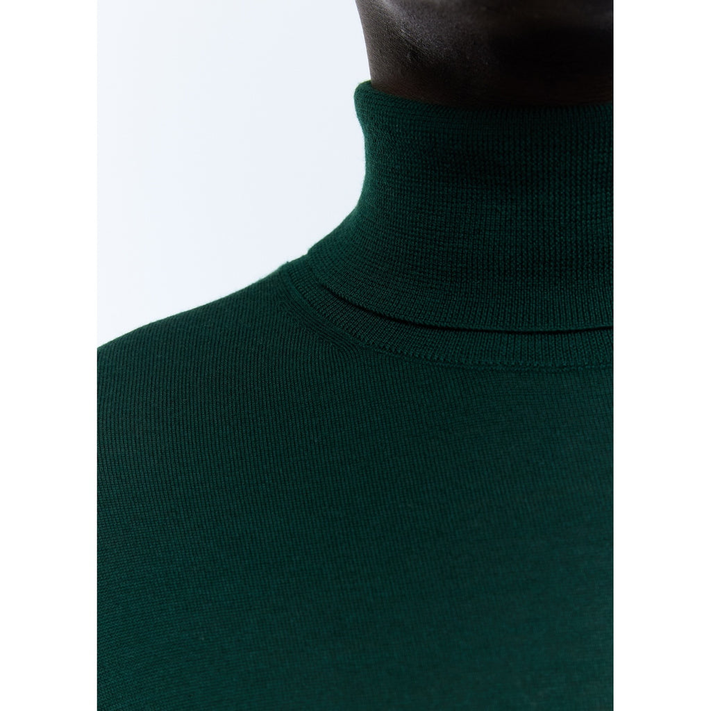 Fine Turtleneck Sweater In Merino Wool - Fir Green