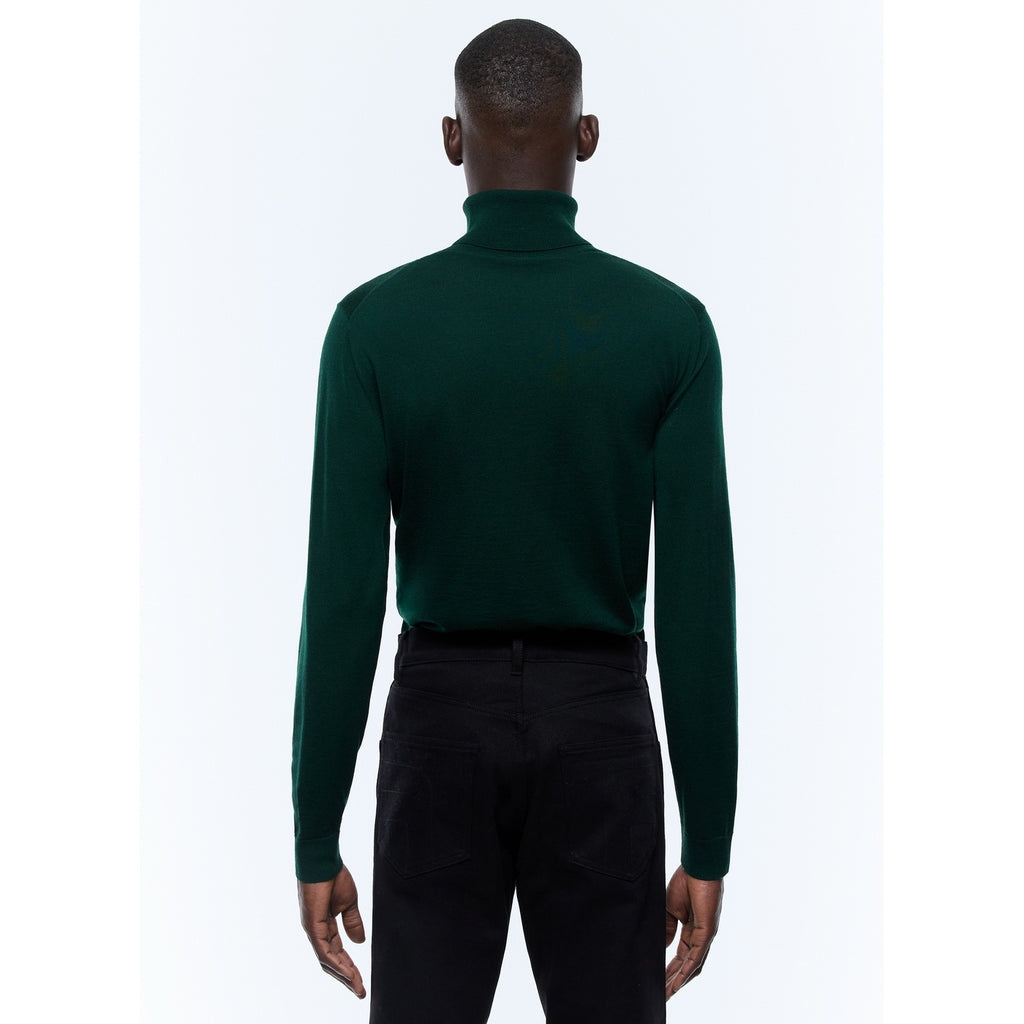 Fine Turtleneck Sweater In Merino Wool - Fir Green