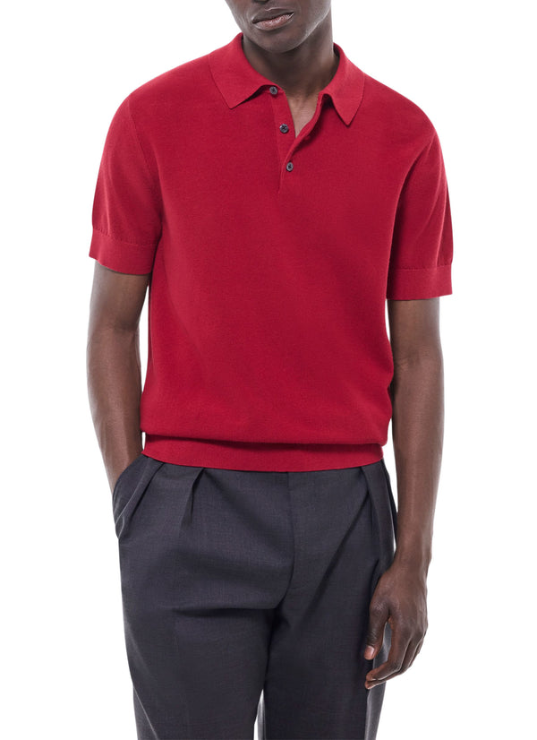 Knitted Polo Shirt - Burgundy