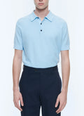 Polo Manches Courtes En Maille Point De Riz - Bleu Pastel