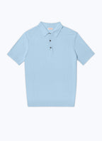 Polo Manches Courtes En Maille Point De Riz - Bleu Pastel