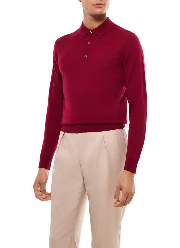 Merino Polo Collar Jumper - Burgundy