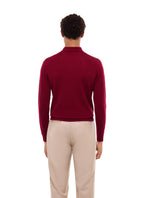 Pull Col Polo En Mérinos - Bordeaux