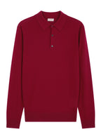 Pull Col Polo En Mérinos - Bordeaux