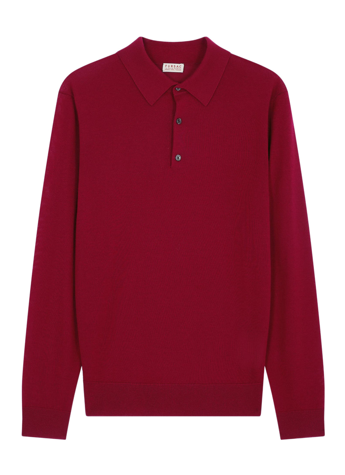Pull Col Polo En Mérinos - Bordeaux