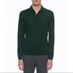 Long-Sleeved Merino Wool Polo Shirt - Forest Green