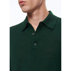 Long-Sleeved Merino Wool Polo Shirt - Forest Green