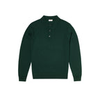 Long-Sleeved Merino Wool Polo Shirt - Forest Green