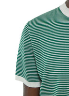 Stribet Strikket T-shirt - Smaragdgrøn