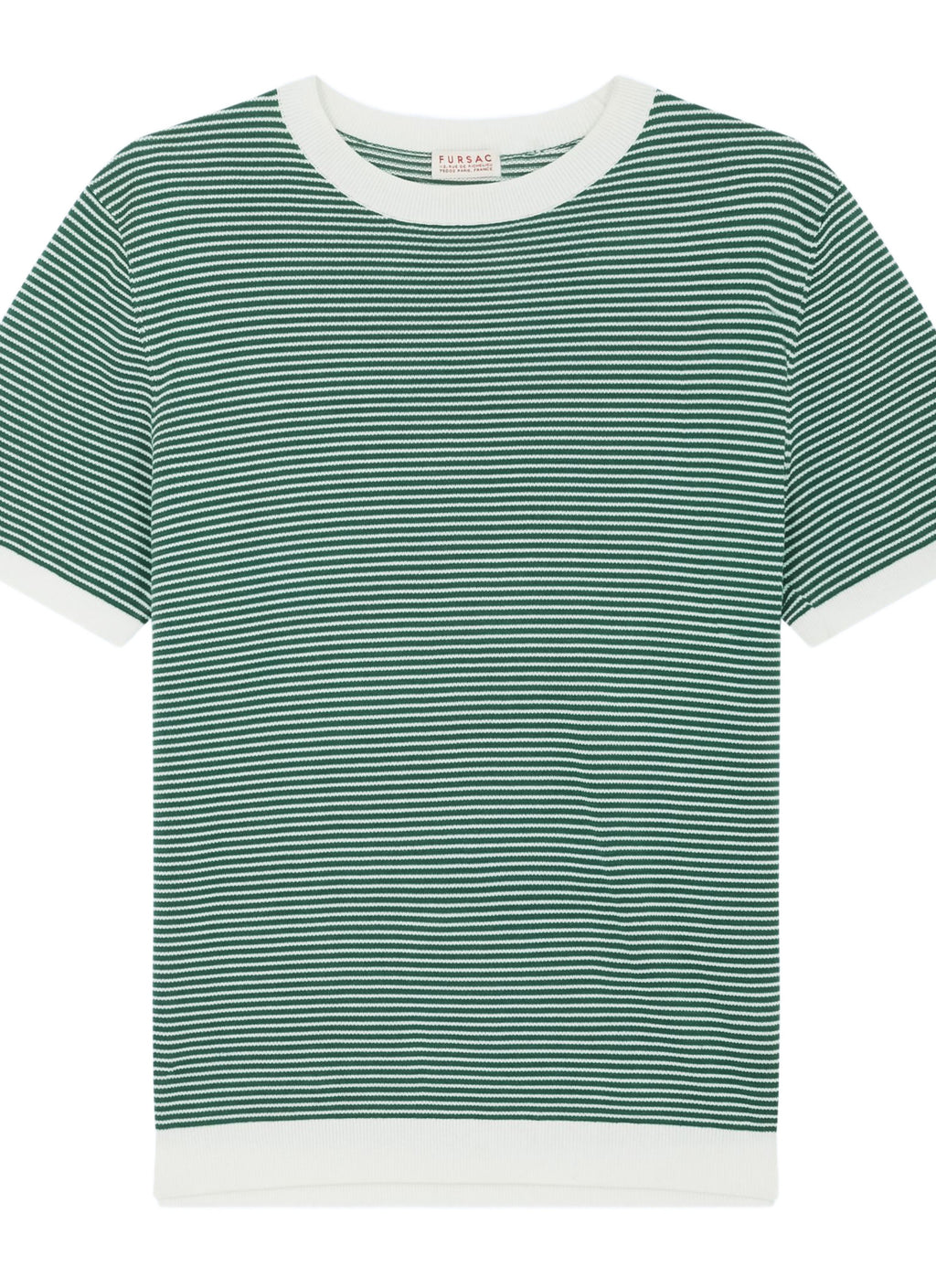 Stribet Strikket T-shirt - Smaragdgrøn