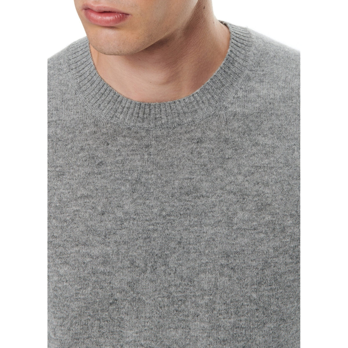 Pull Col Rond En Cachemire - Gris Chiné Moyen