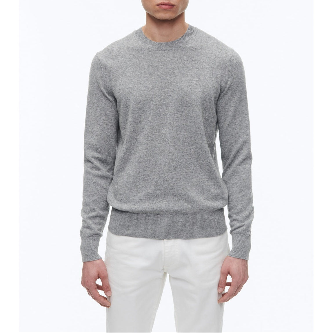 Round Neck Wool And Cashmere Sweater - Pearl Gray