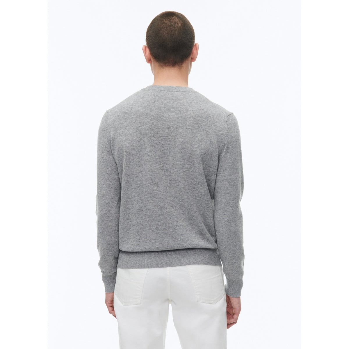 Round Neck Wool And Cashmere Sweater - Pearl Gray